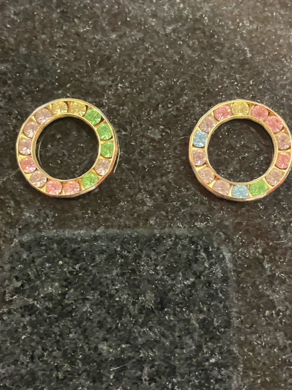 Multicolor Crystal Circle Stud Earrings - Women Jewelry